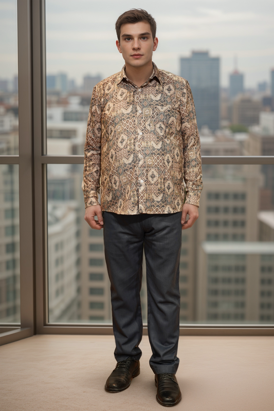 Taupe Terrain Printed Shirt