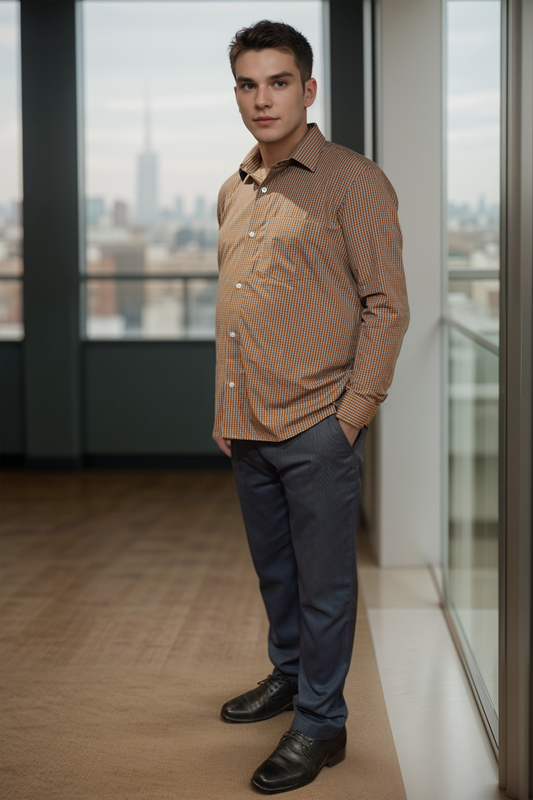 Terra Cota Check Formal Shirt