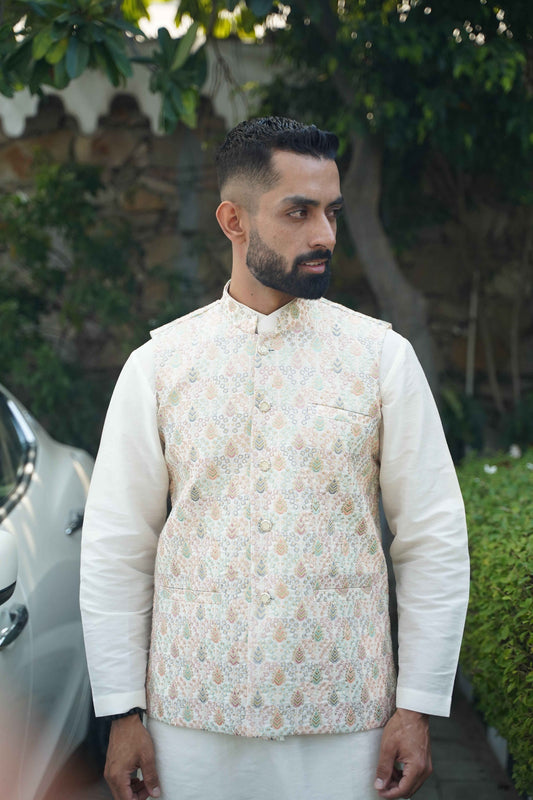 Buy Plus Size Ivory Opulence Sequinned Vasket At Apella | Sizes XS to 10 XL | India | Free Delivery | Customized