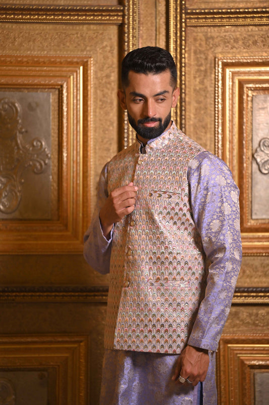 Buy Plus Size Lavender Luster Sequinned Vasket At Apella | Sizes XS to 10 XL | India | Free Delivery | Customized