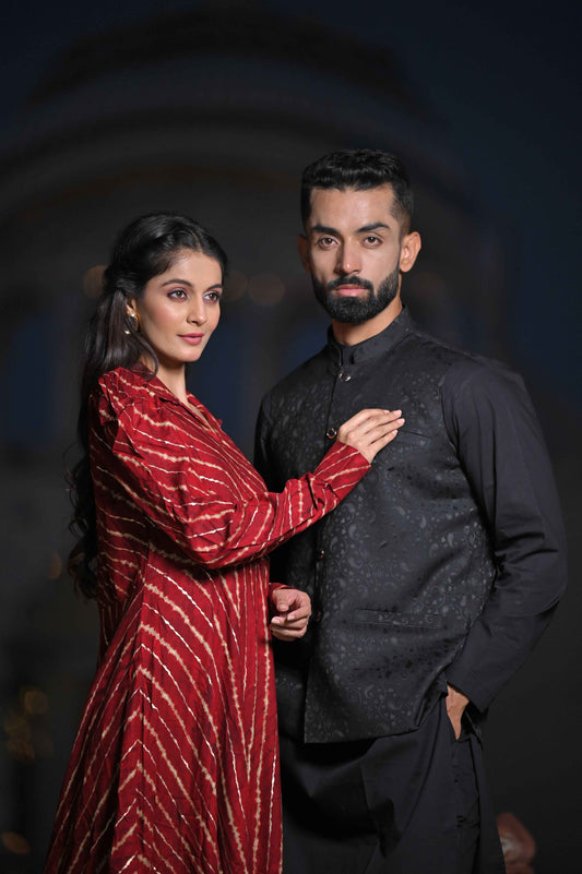 Buy Plus Size Radiant Black Textured Vasket At Apella | Sizes XS to 10 XL | India | Free Delivery | Customized