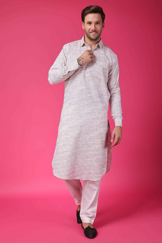 Buy Plus Size Timeless Beige Linen Kurta At Apella | Sizes XS to 10 XL | India | Free Delivery | Customized