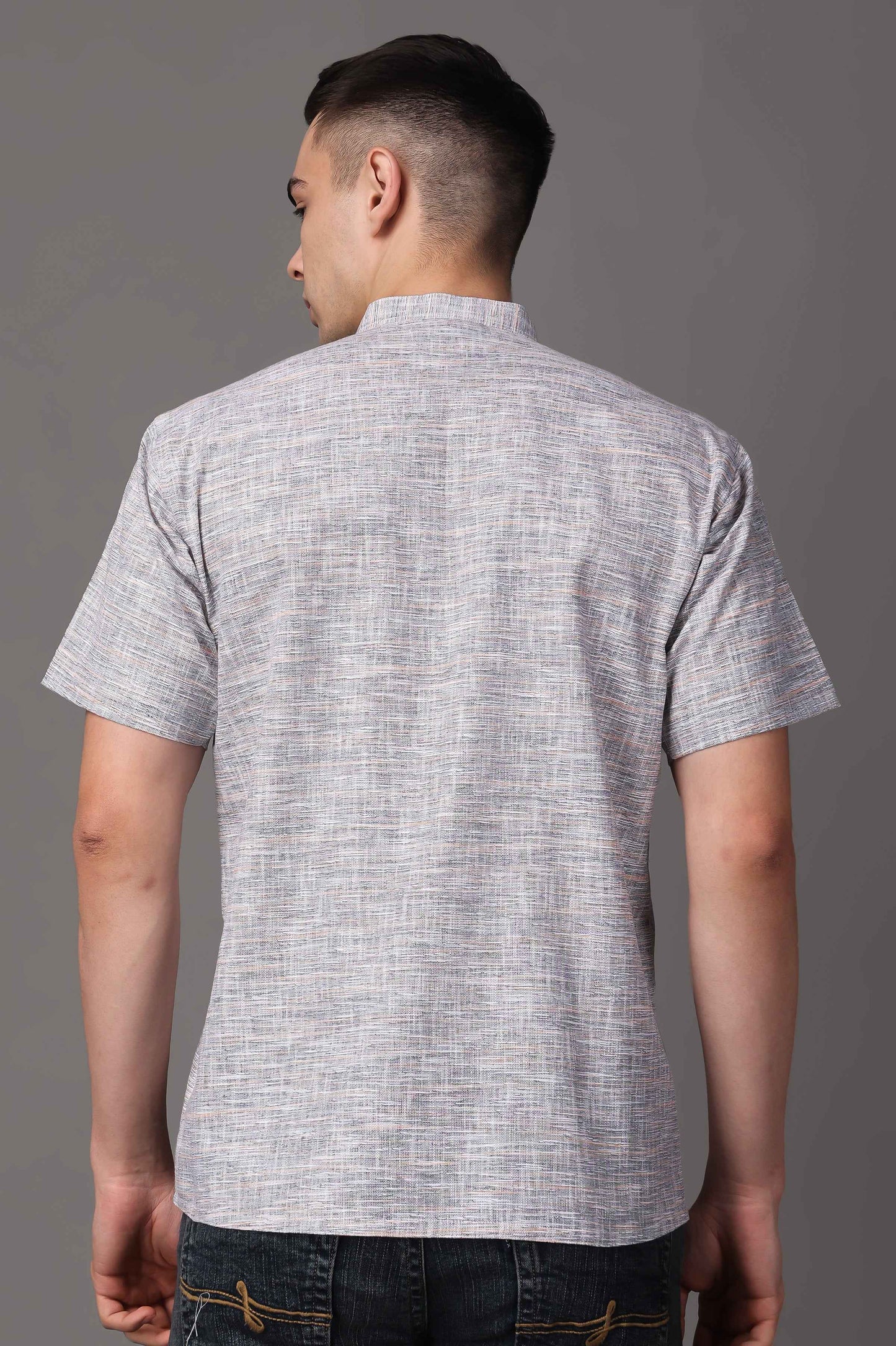 Buy Plus Size Opulent Grey Linen Short Kurta At Apella | Sizes XS to 10 XL | India | Free Delivery | Customized