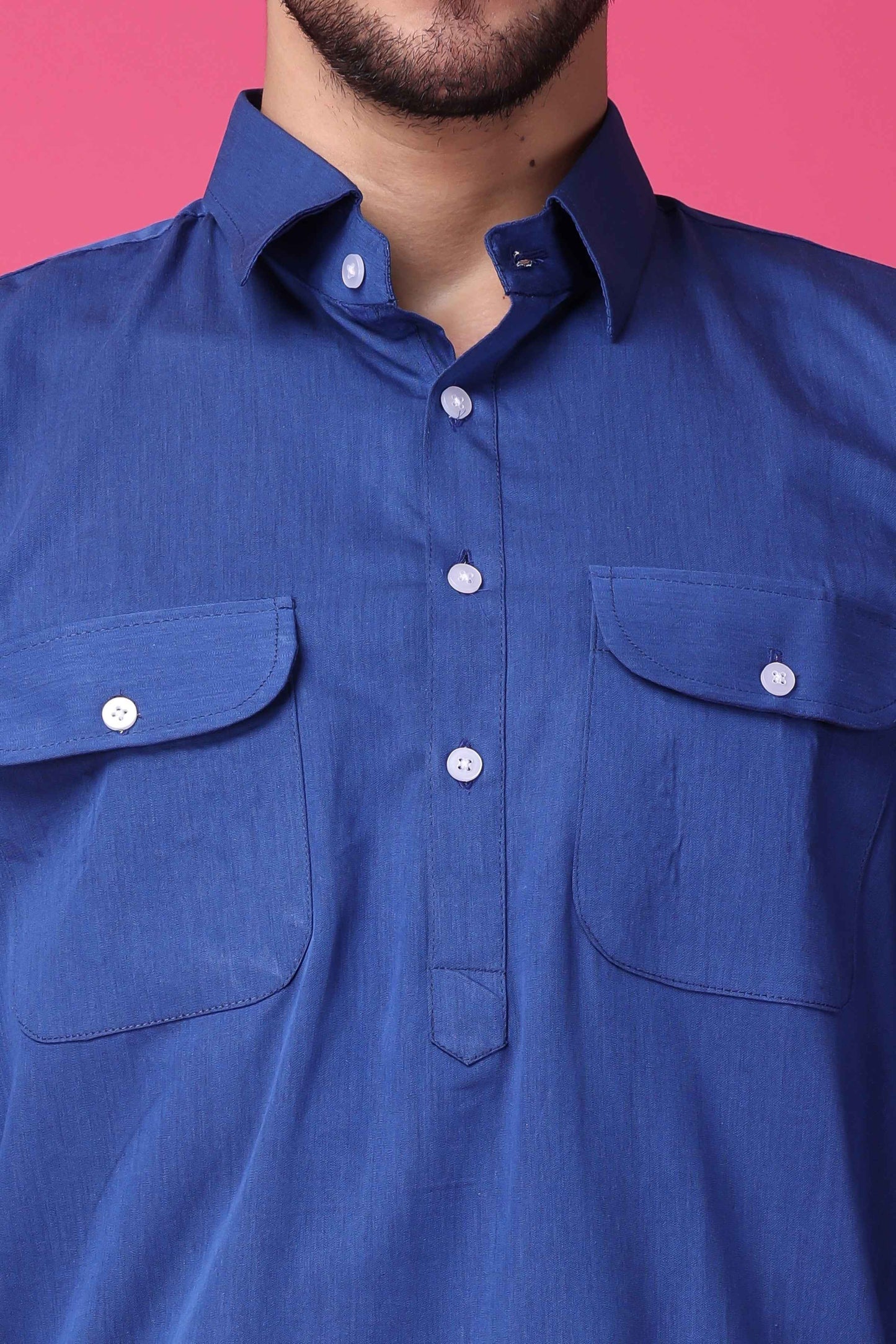 Buy Plus Size Glorious Indigo Pathani Kurta At Apella | Sizes XS to 10 XL | India | Free Delivery | Customized