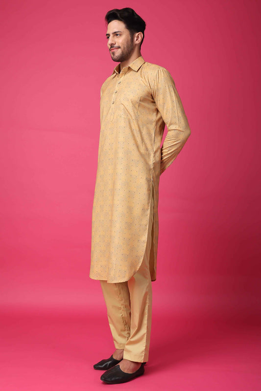 Buy Plus Size Golden Glow Textured Kurta At Apella | Sizes XS to 10 XL | India | Free Delivery | Customized