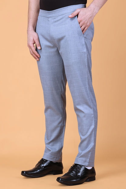 Grey Checked Comfort Fit Trousers