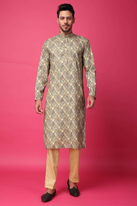 Buy Plus Size Latte Lustre Printed Kurta At Apella | Sizes XS to 10 XL | India | Free Delivery | Customized
