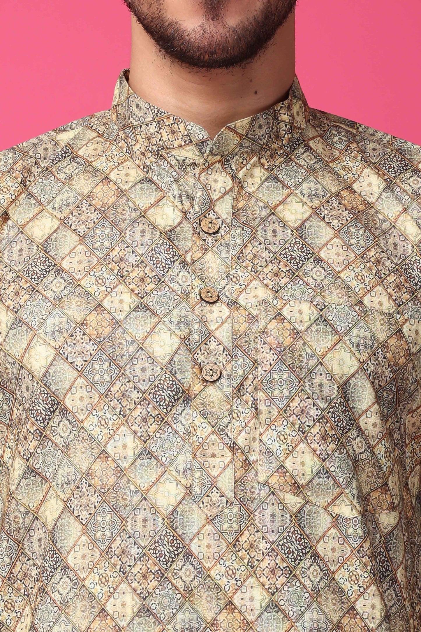 Buy Plus Size Latte Lustre Printed Kurta At Apella | Sizes XS to 10 XL | India | Free Delivery | Customized