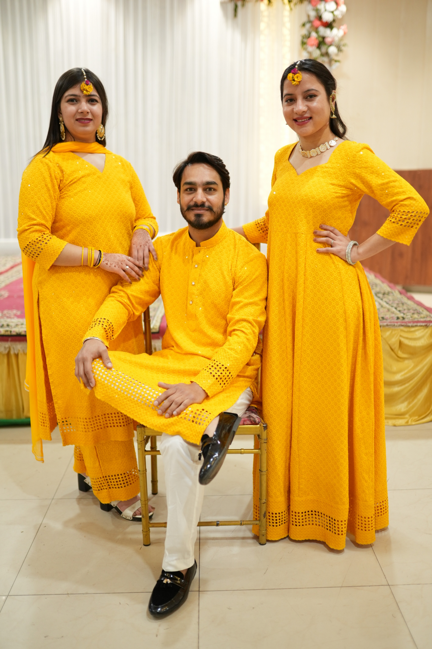 Mustard Gold Sequined Kurta