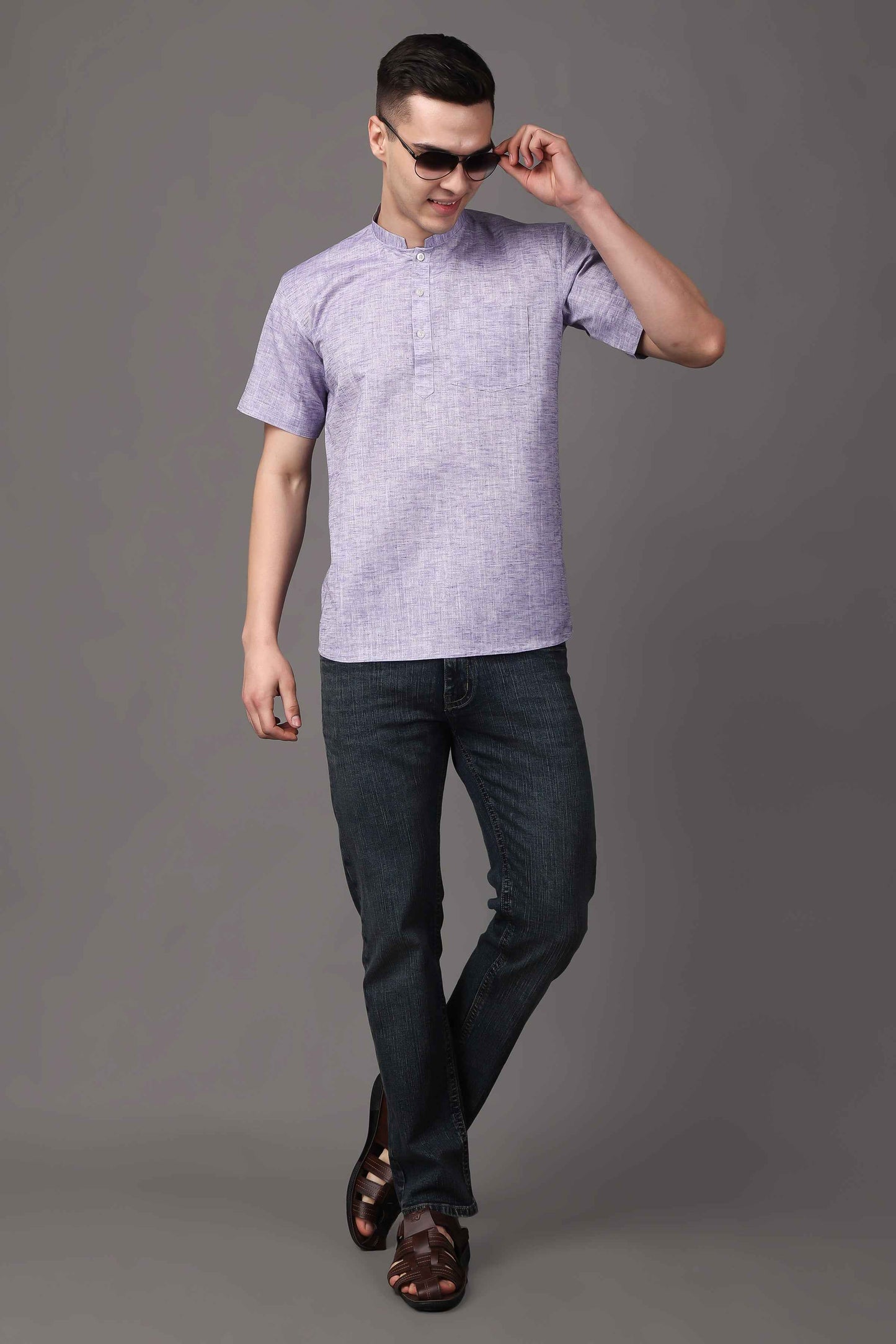 Buy Plus Size Mauve Mirage Textured Short Kurta At Apella | Sizes XS to 10 XL | India | Free Delivery | Customized