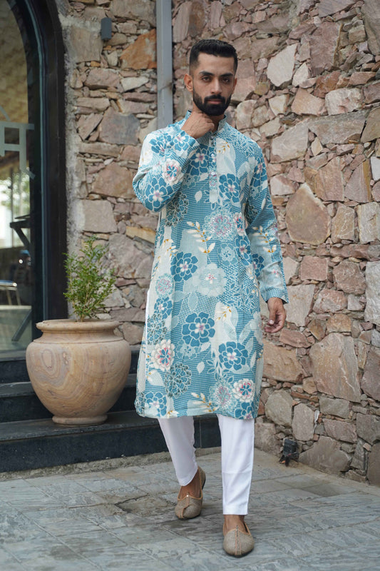 Buy Plus Size Subtle Elegance Foiled Kurta Pajama At Apella | Sizes XS to 10 XL | India | Free Delivery | Customized