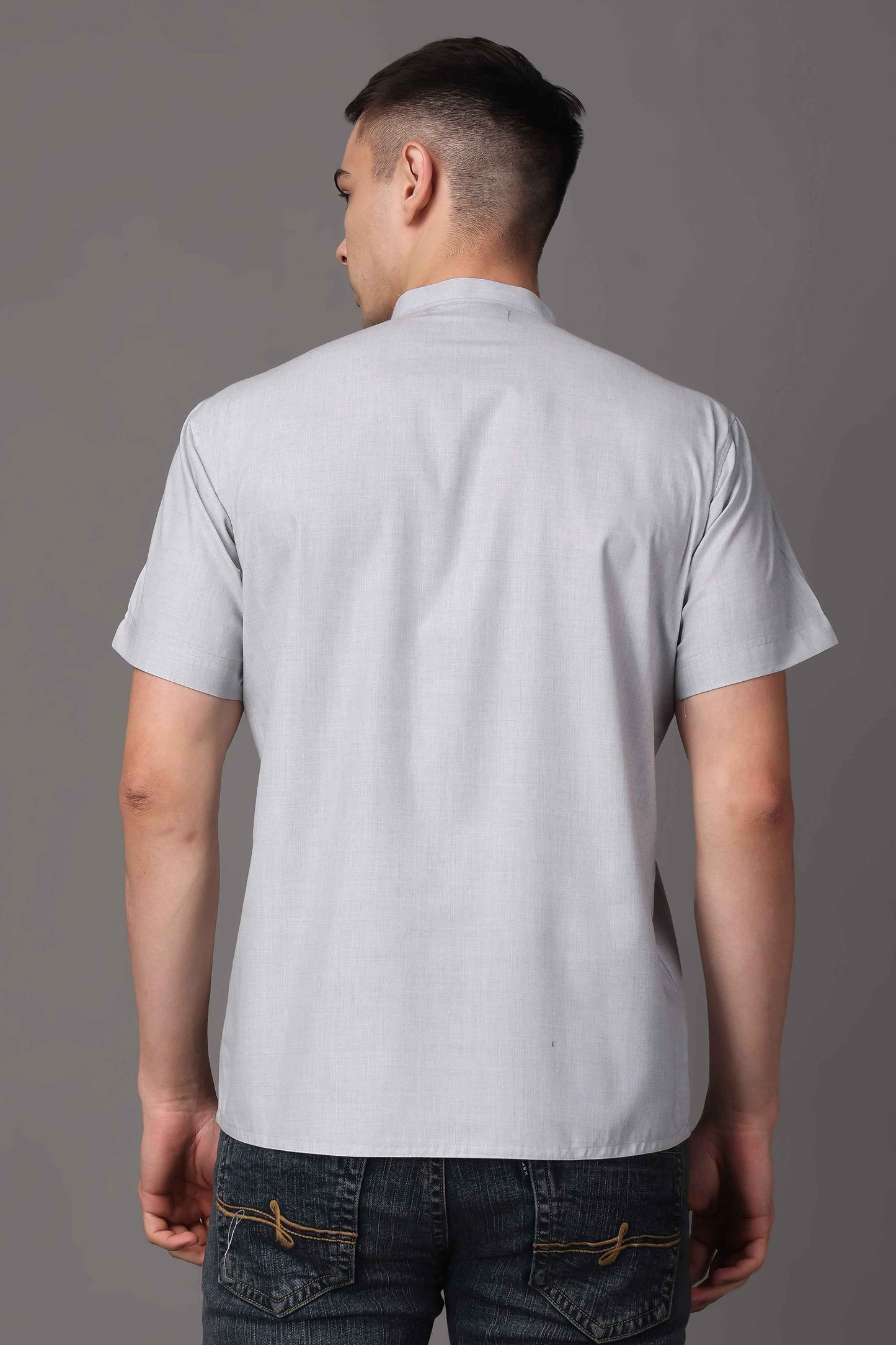 Buy Plus Size Grey Essential Solid Short Kurta At Apella | Sizes XS to 10 XL | India | Free Delivery | Customized