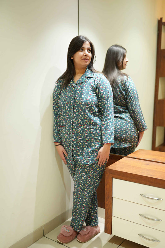 Buy Plus Size Merry Jingles Woollen Night Suit At Apella | Sizes XS to 10 XL | India | Free Delivery | Customized