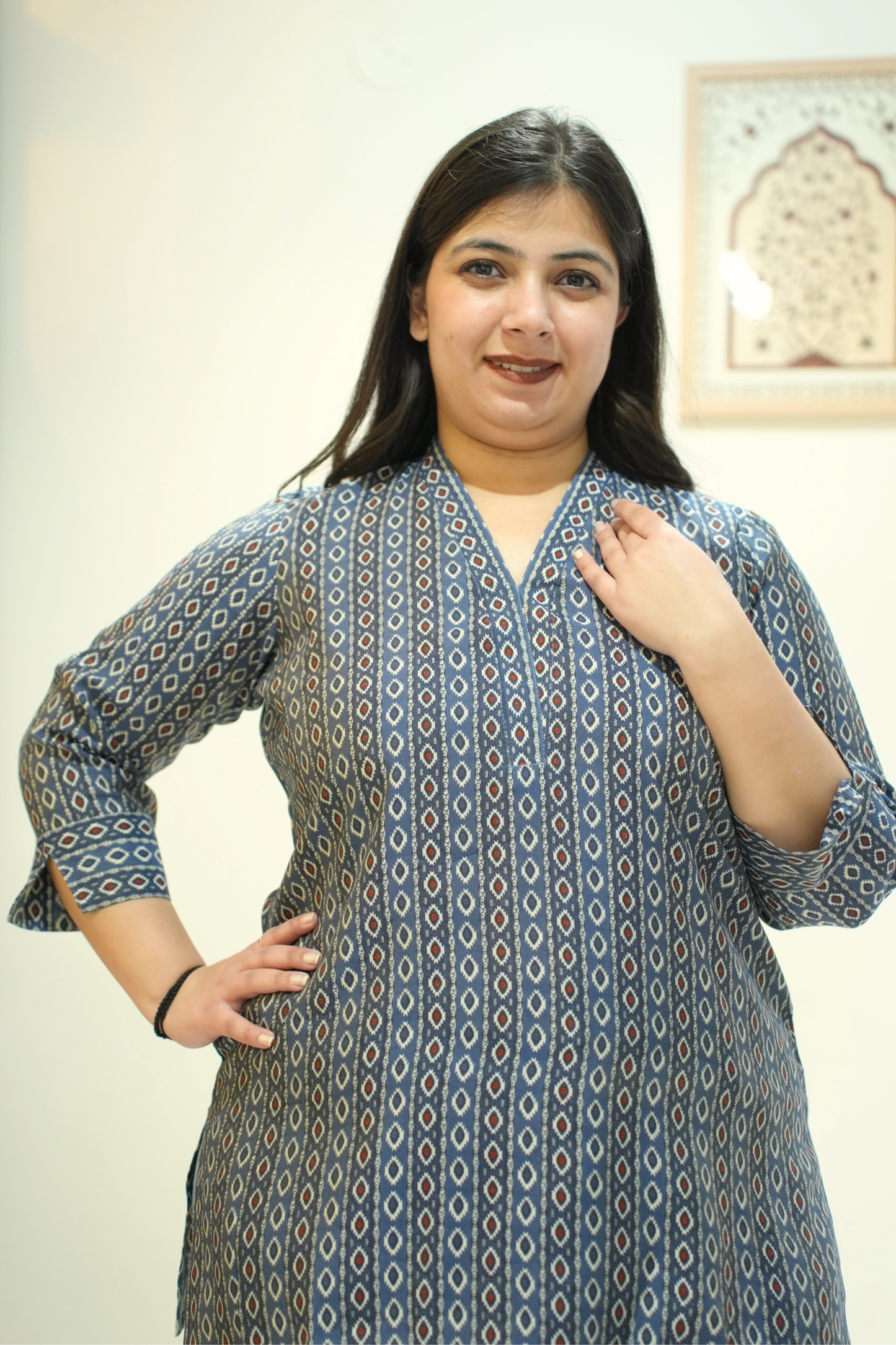 Midnight Blue Printed Cotton Top