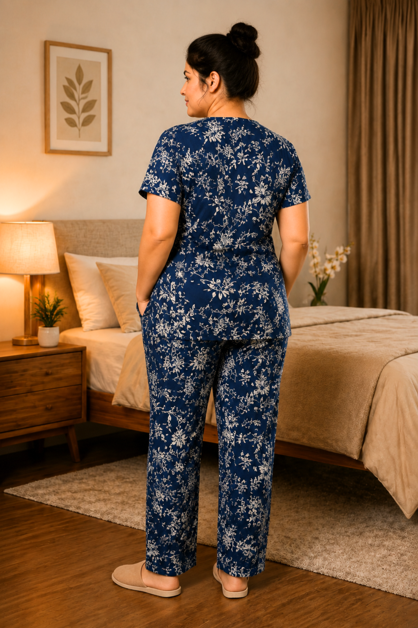 Midnight Navy Printed Night Suit