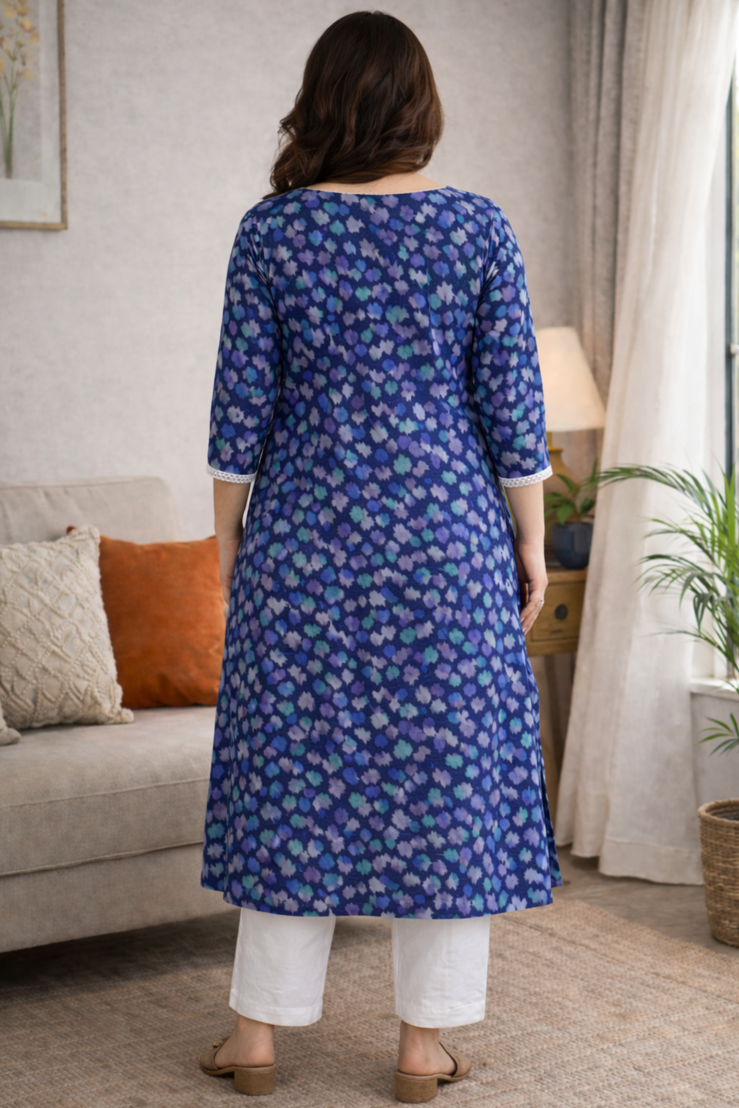 Midnight Petal Summer Rayon Kurta