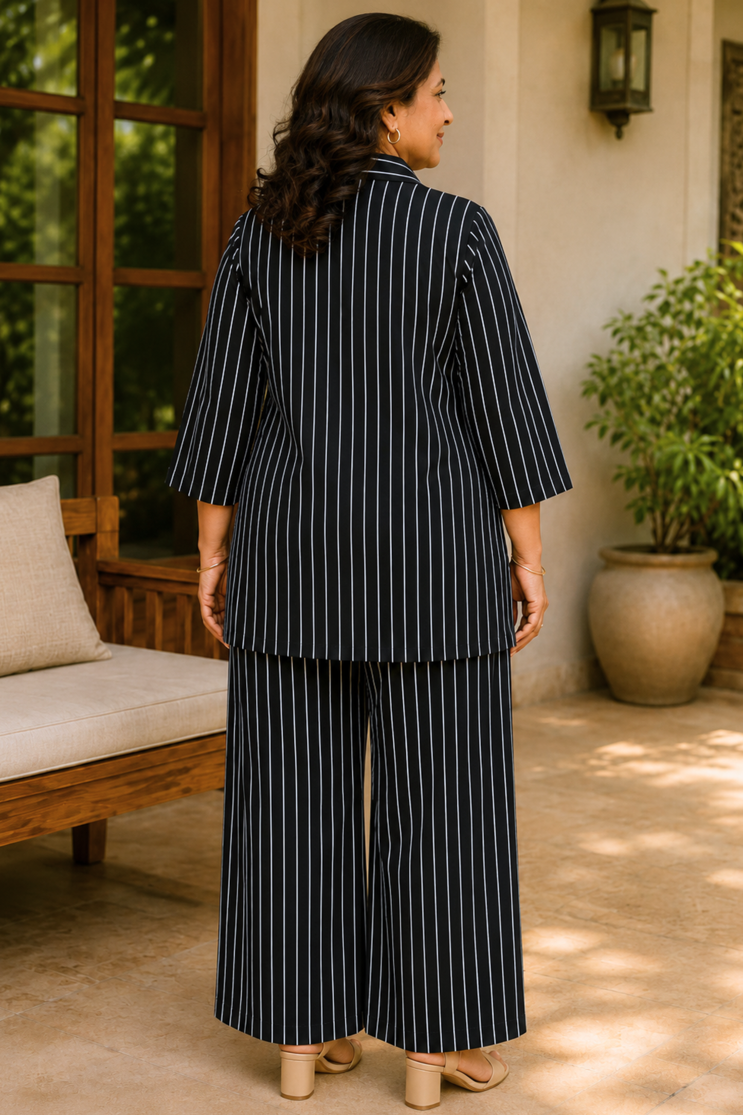 Midnight Stripe Rayon Co-ord Set