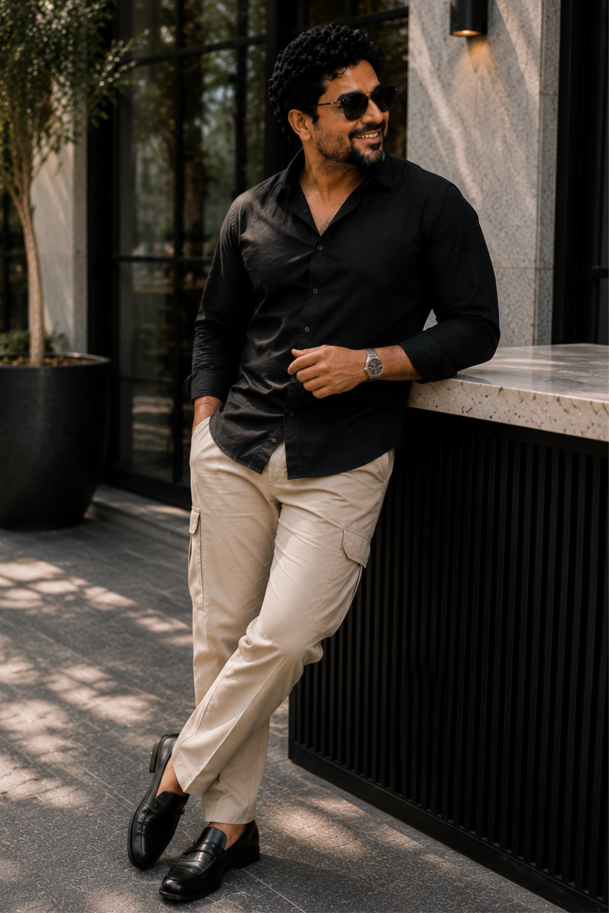 Midnight Black Poplin Cotton Shirt