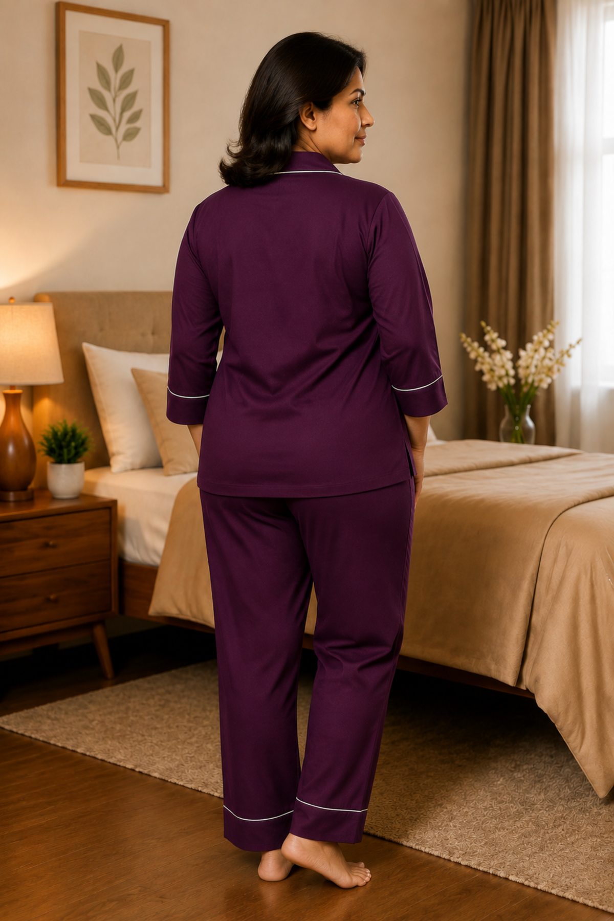 Midnight Orchid Rayon Night Suit