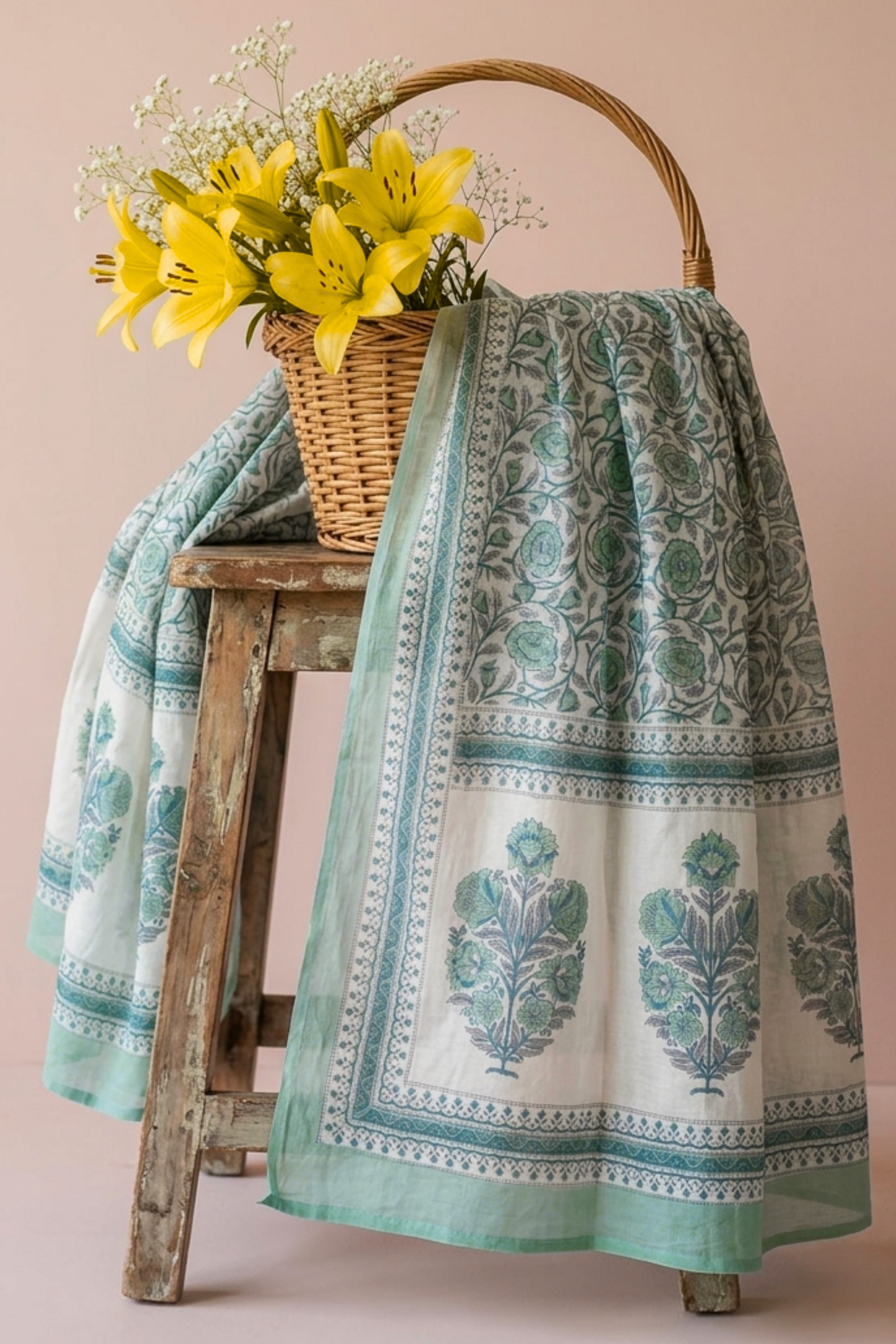 Mint Bloom Cotton Dupatta