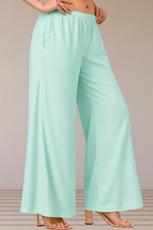 Mint Green Rayon Loose Palazzo
