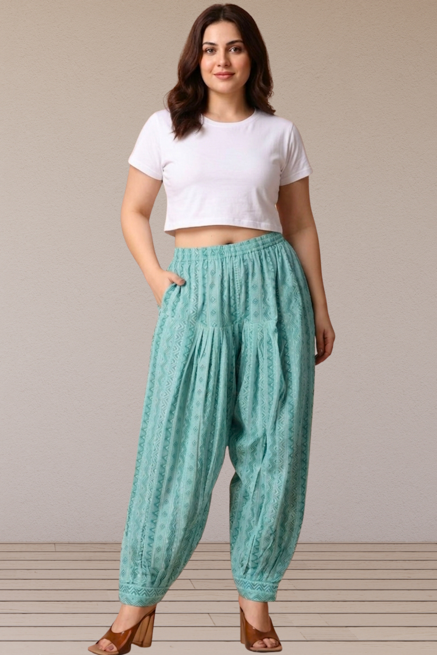 Mint Print Afghani Salwar