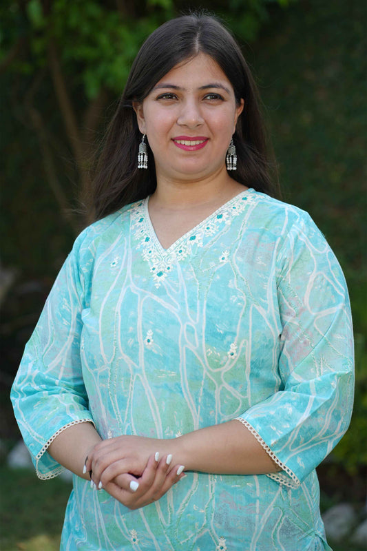 Mint Tickle Mul Cotton Suit Set