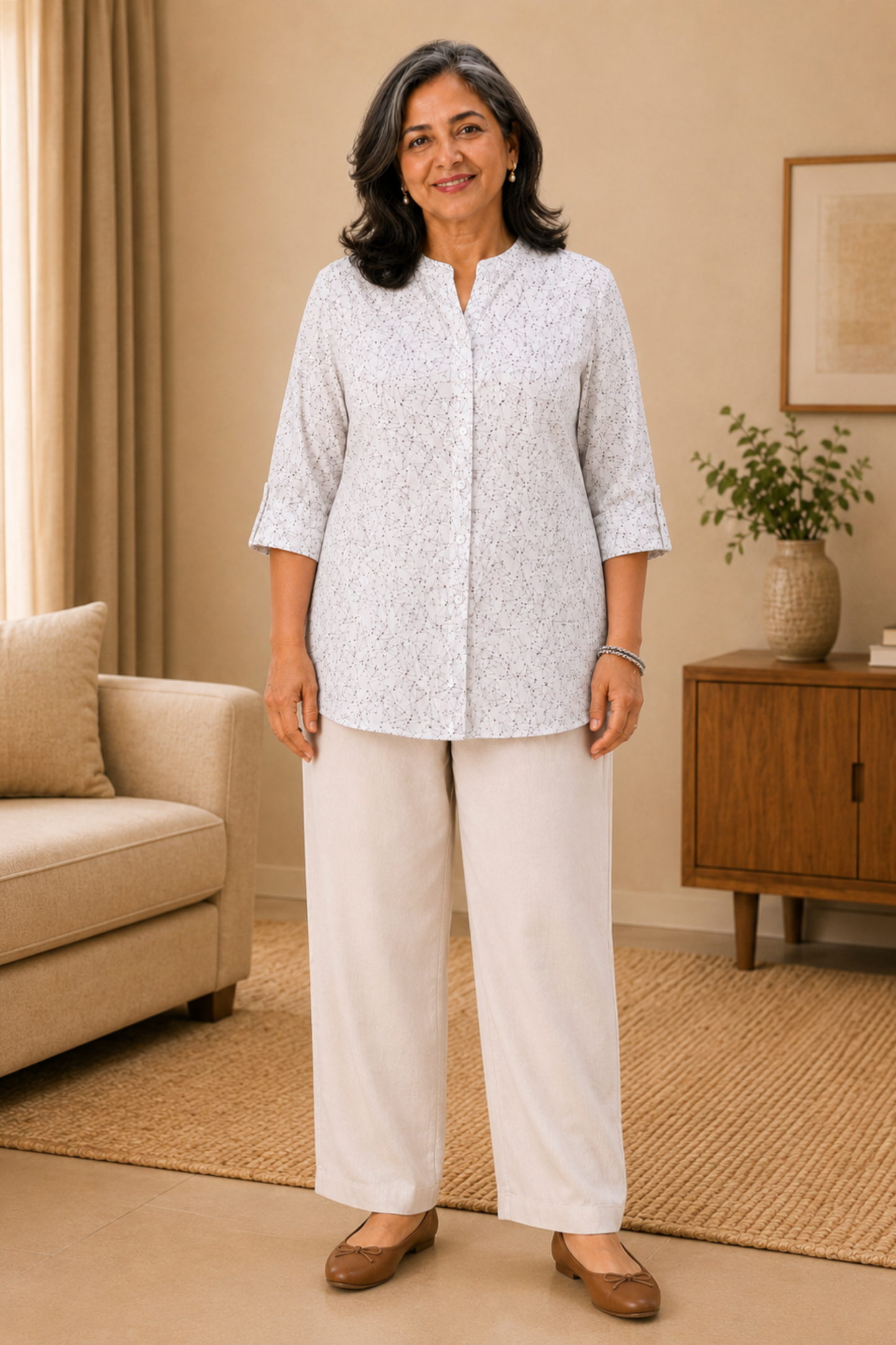 Moonlight Sketch Printed Short Kurta