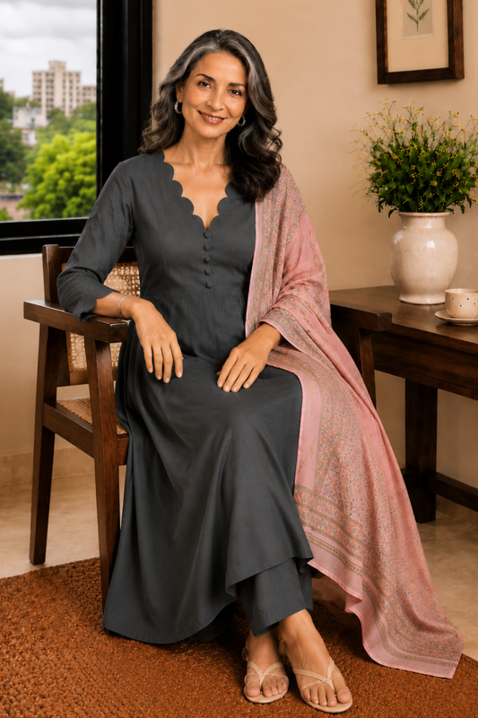 Smoky Rose Rayon Anarkali Set