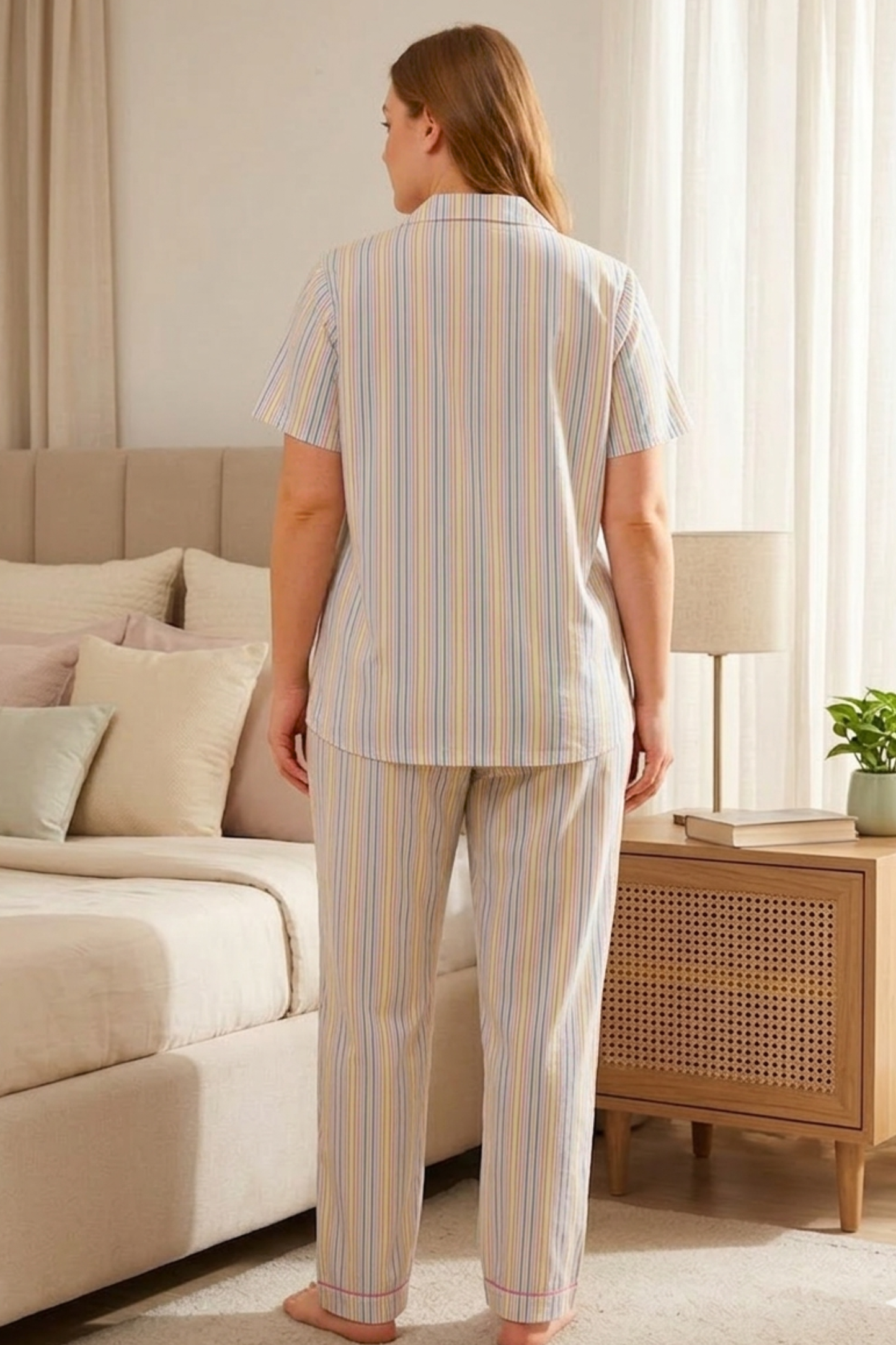 Multicoloured Stripes Cotton Night Suit