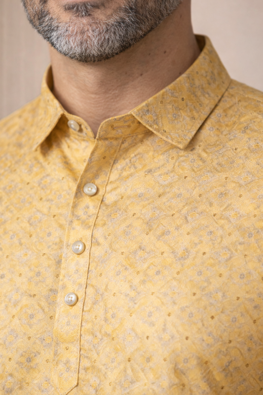 Mustard Gold Printed Kurta Pajama