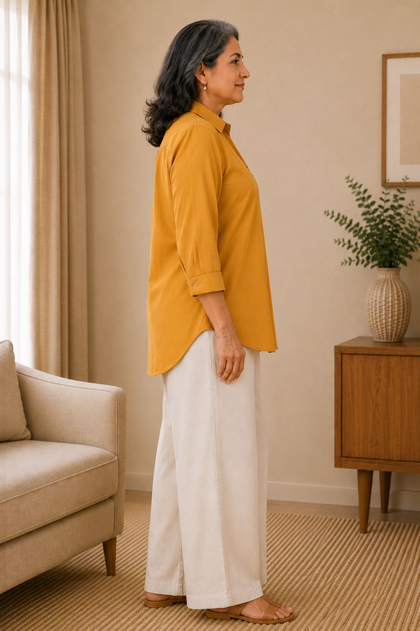 Mustard Muse Solid Rayon Shirt