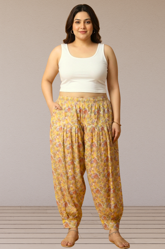 Mustard Print Afghani Salwar