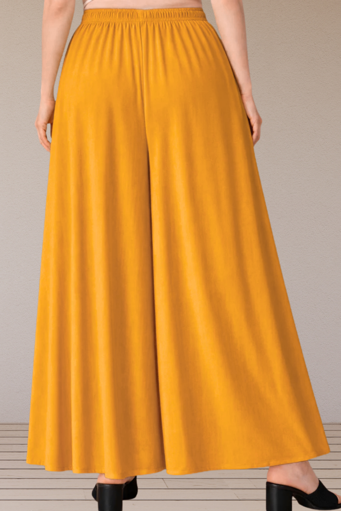 Mustard Rayon Belted Skirt Palazzo