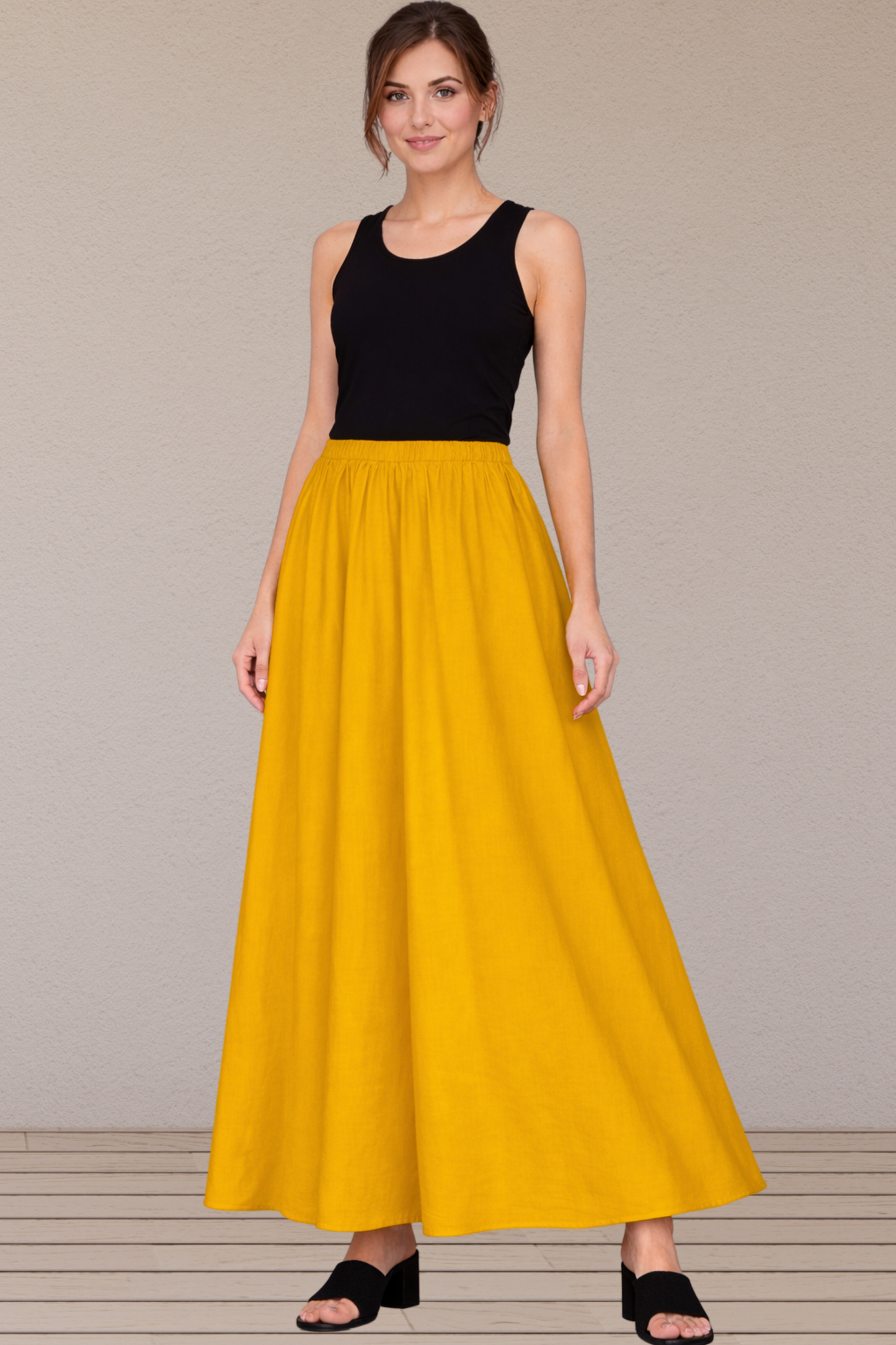 Mustard Rayon Long Skirt
