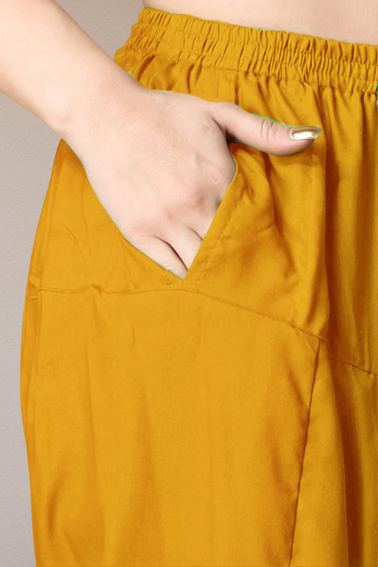 Mustard Rayon Pleated Salwar