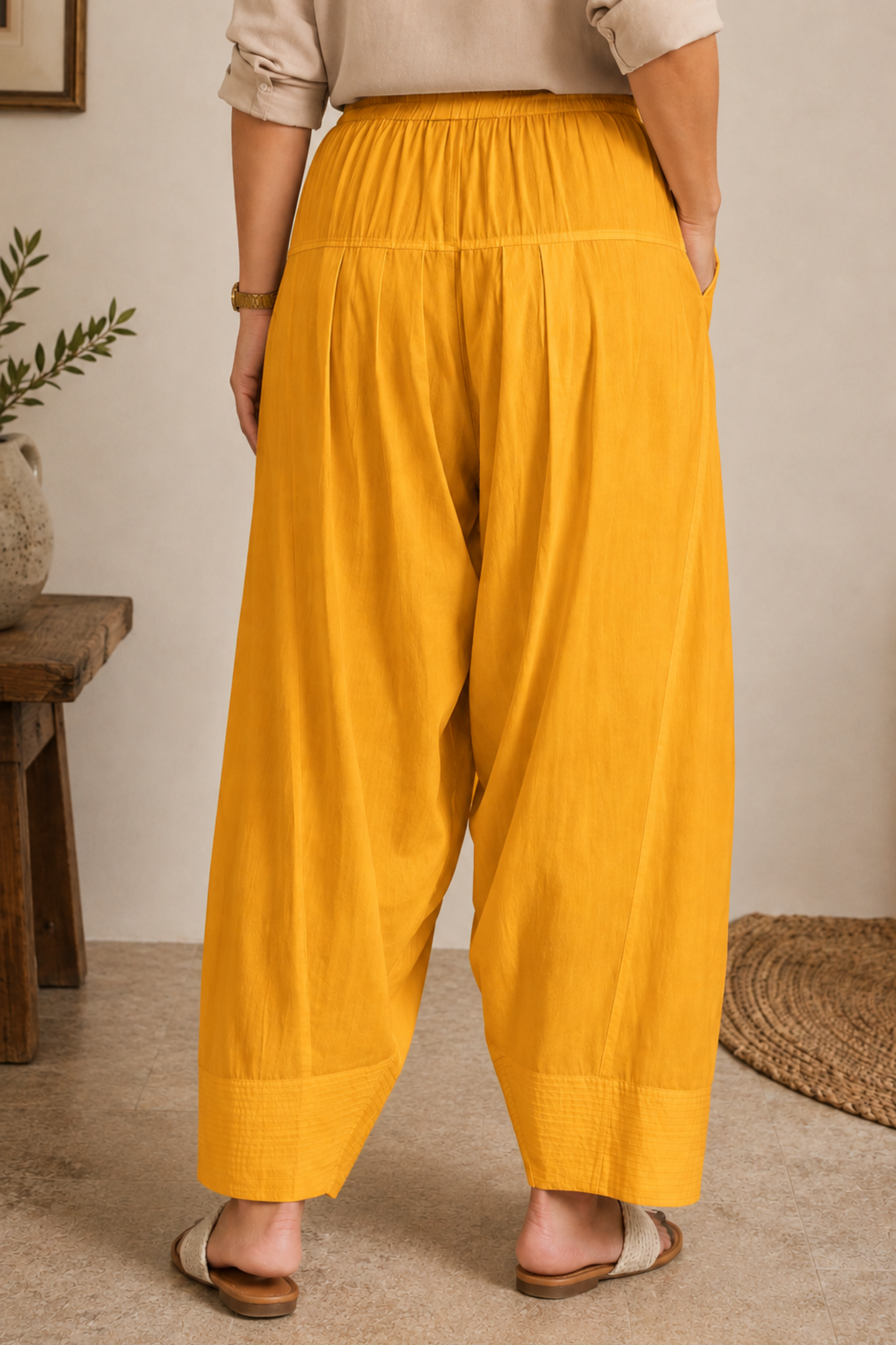 Mustard Cotton Farshi Salwar