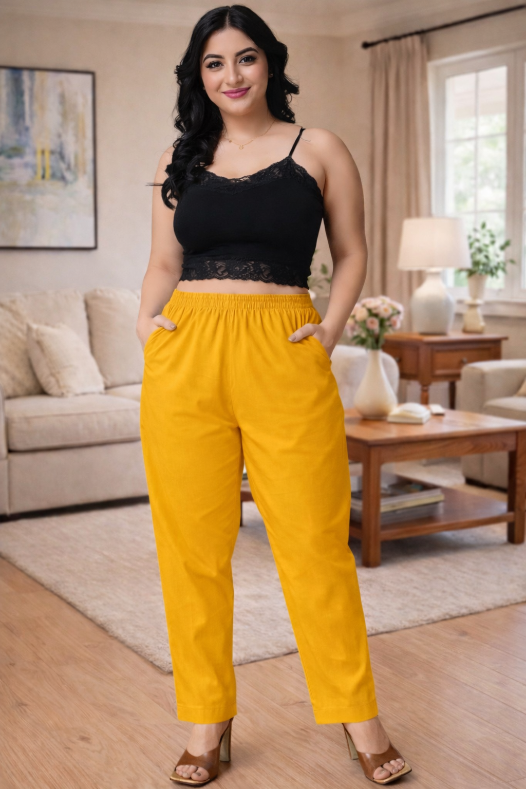 Mustard Poplin Cotton Pant