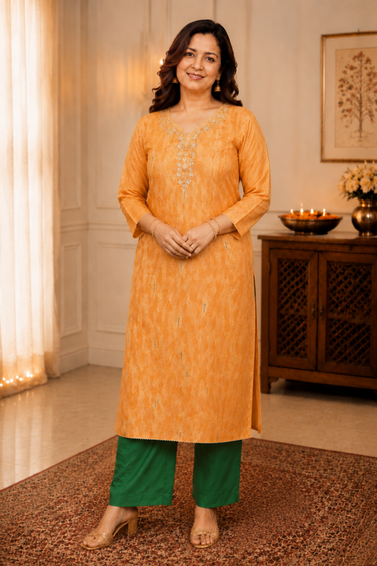 Mustard Meadow Muslin Suit Set