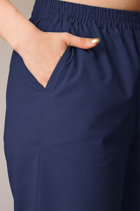 Navy Blue Cotton Kurti Pant