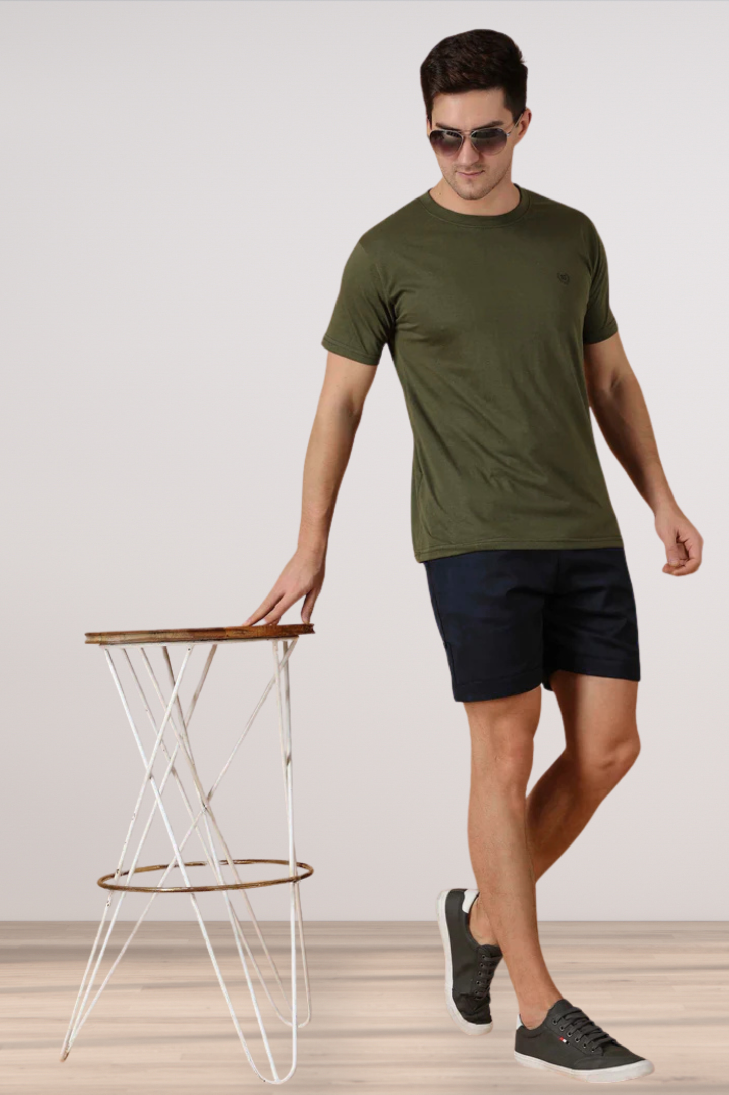 Navy Blue Cotton Lycra Shorts