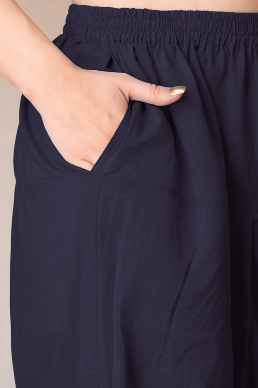 Navy Blue Cotton Straight Salwar