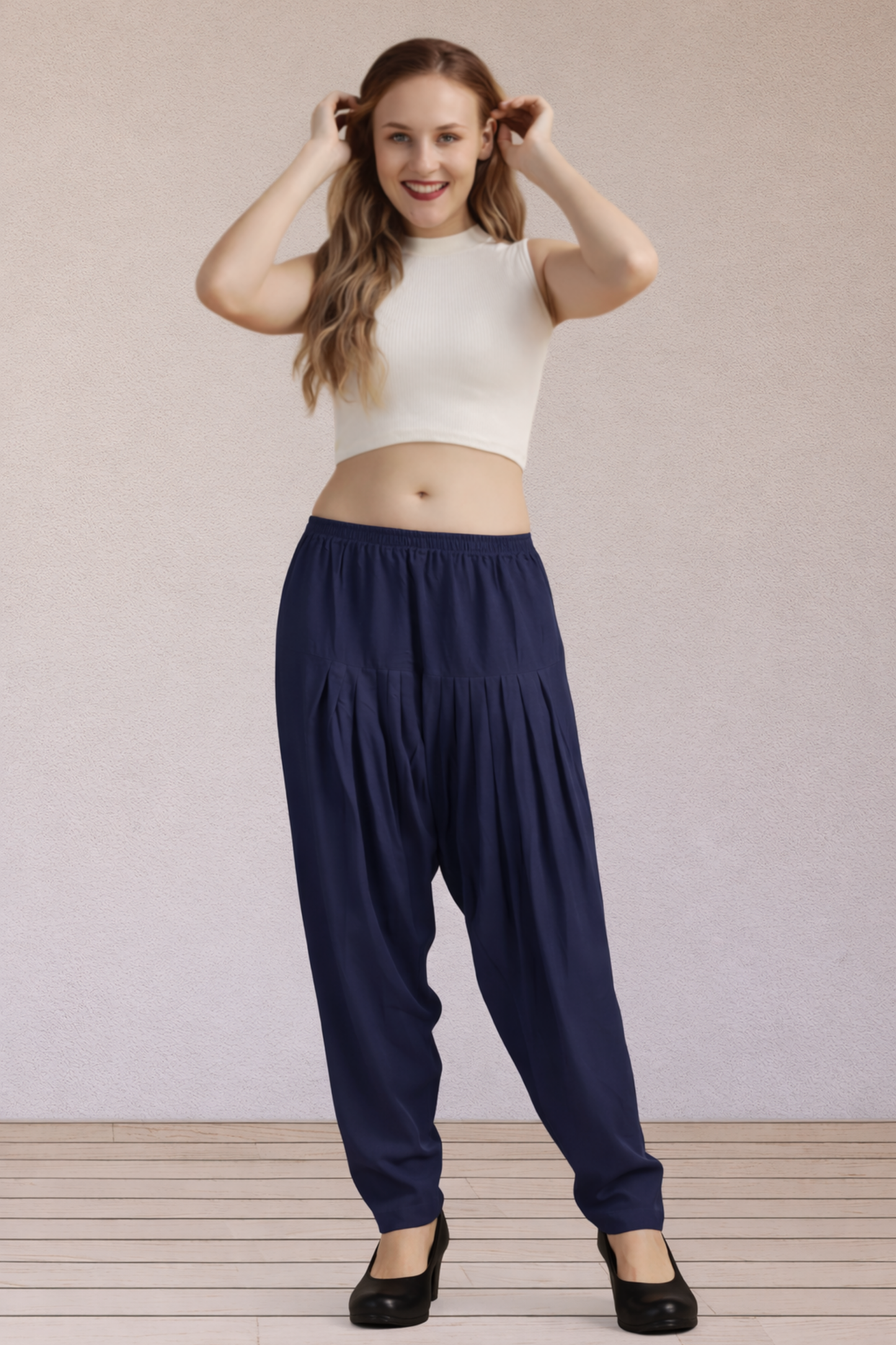 Navy Blue Easy Fit Rayon Salwar