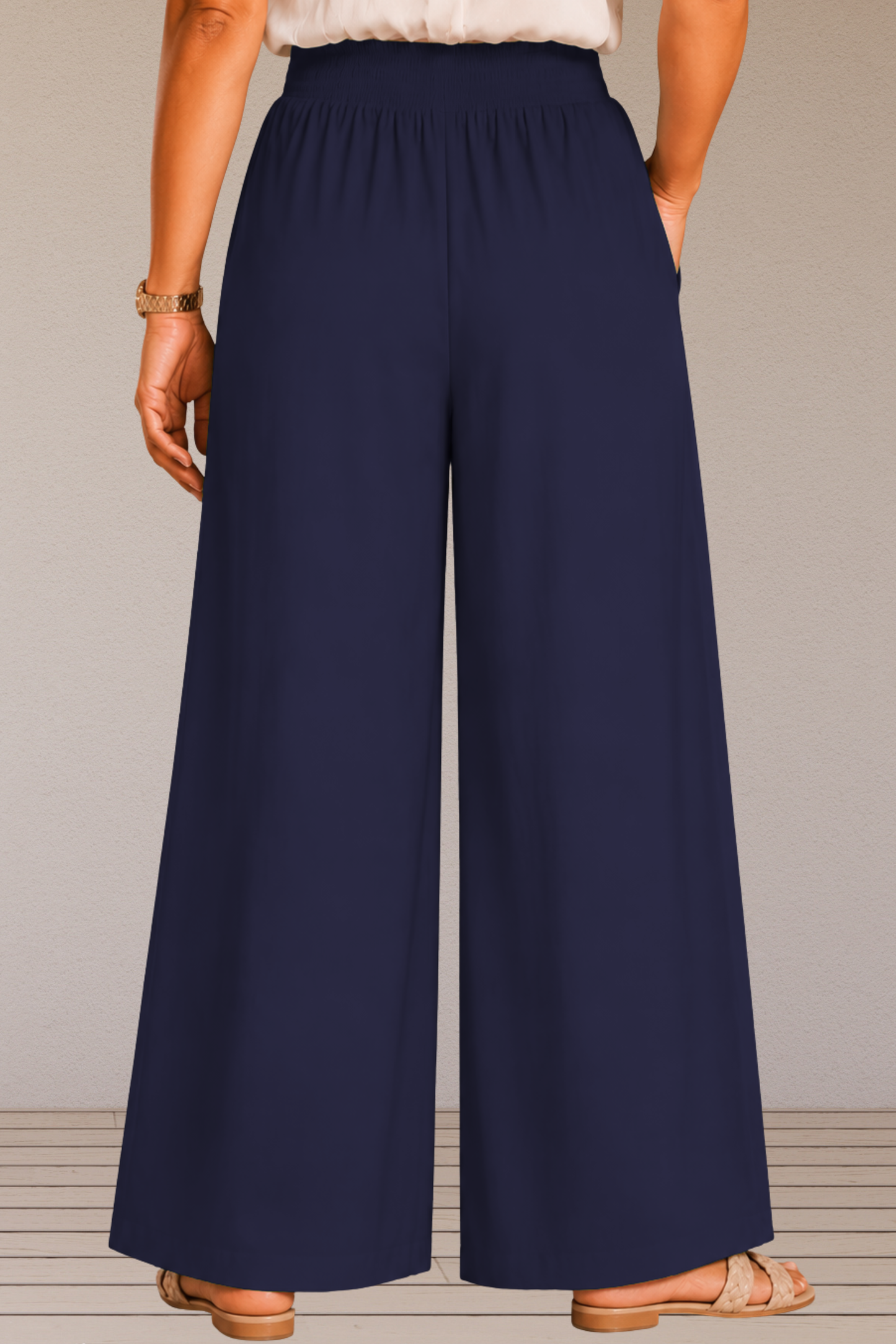 Navy Blue Flared Palazzo Pant