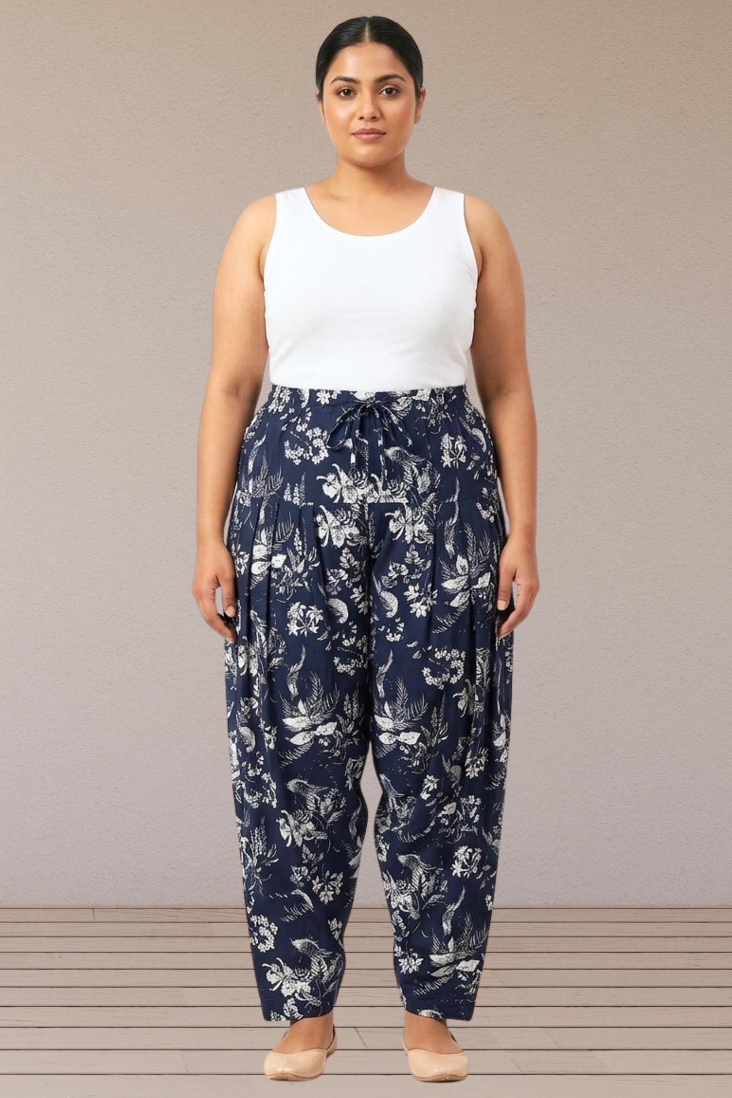Navy Blue Floral Printed Salwar