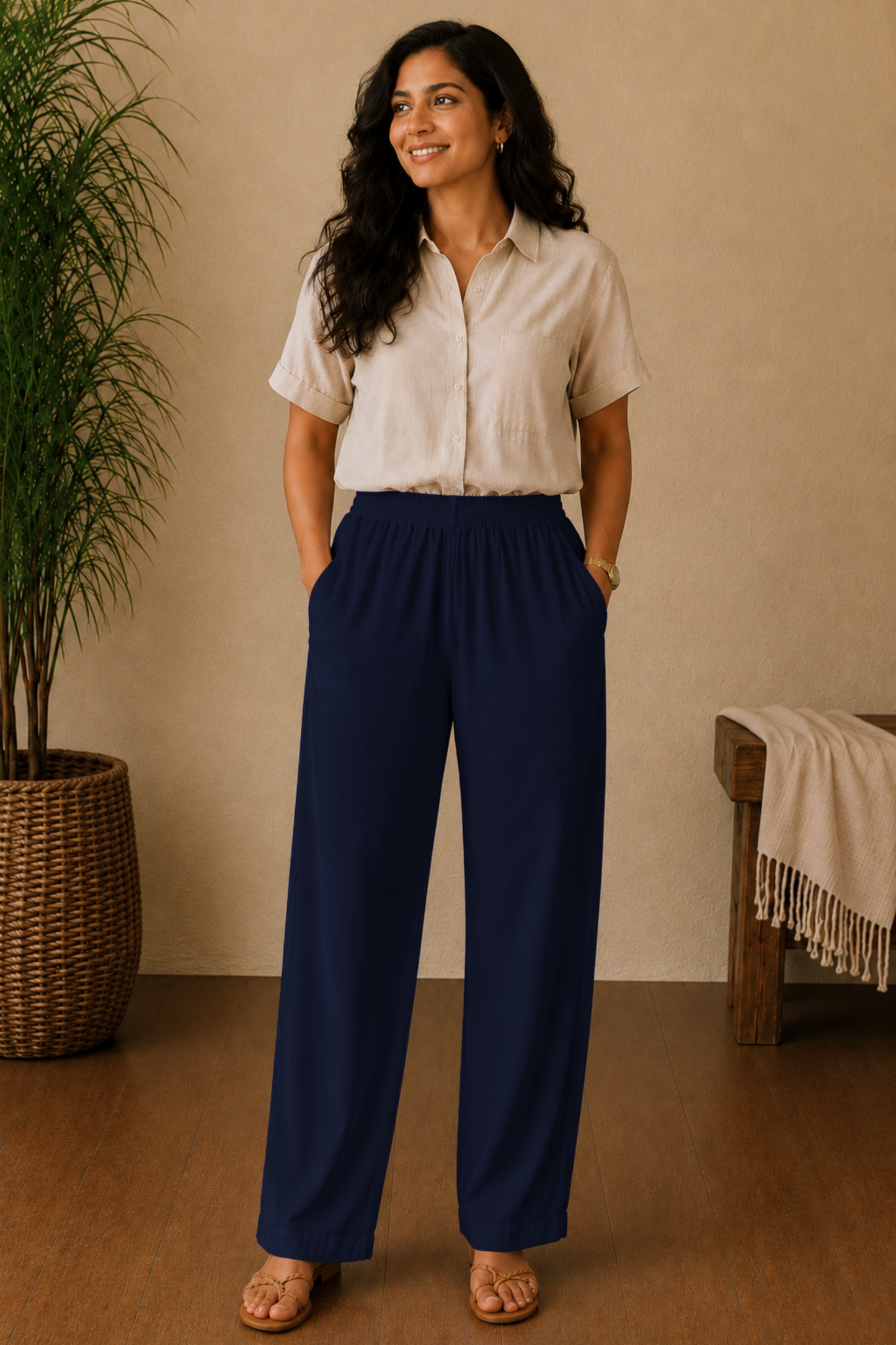Navy Blue Rayon Kurti Pant