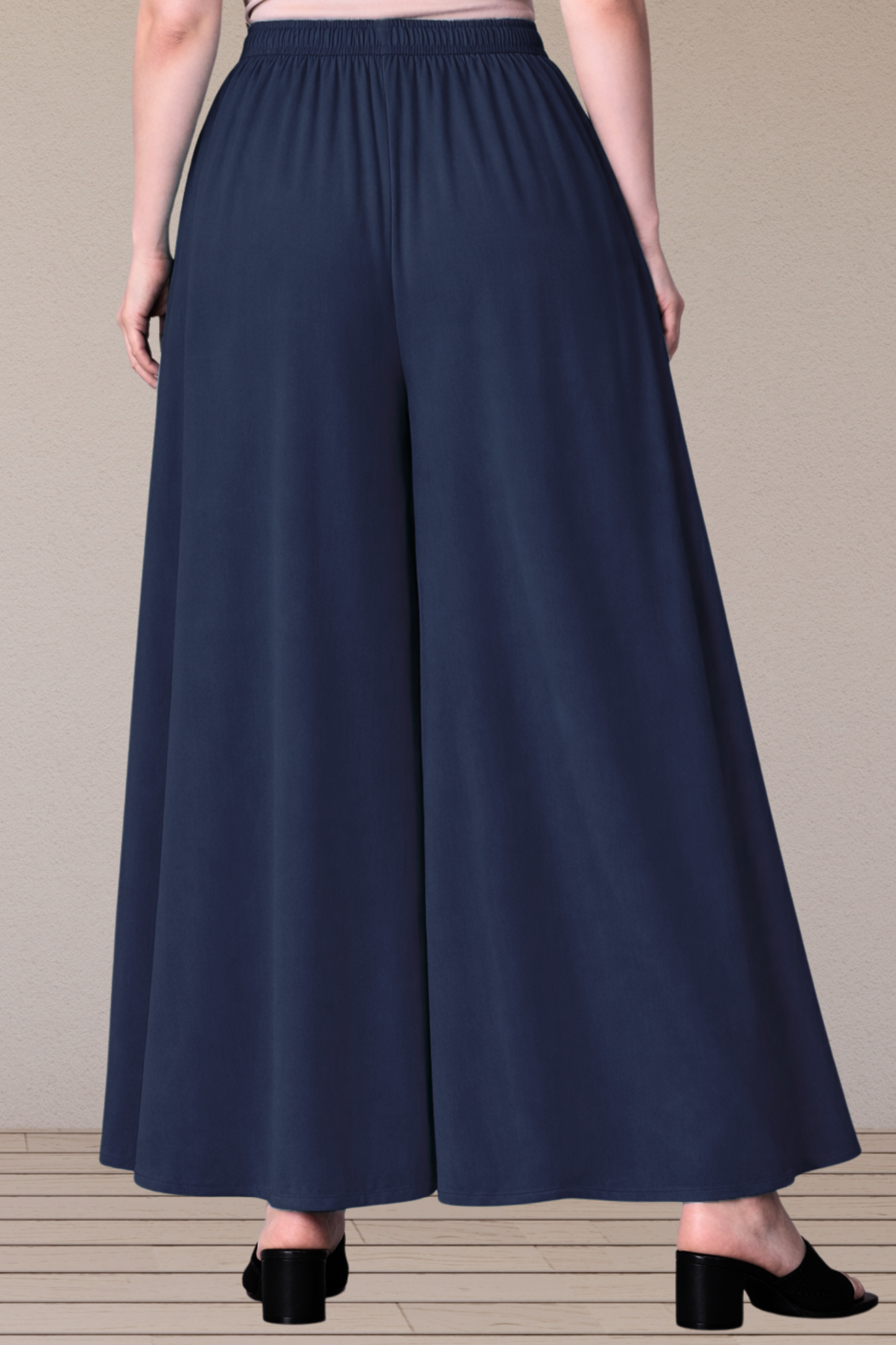 Navy Blue Rayon Skirt Palazzo