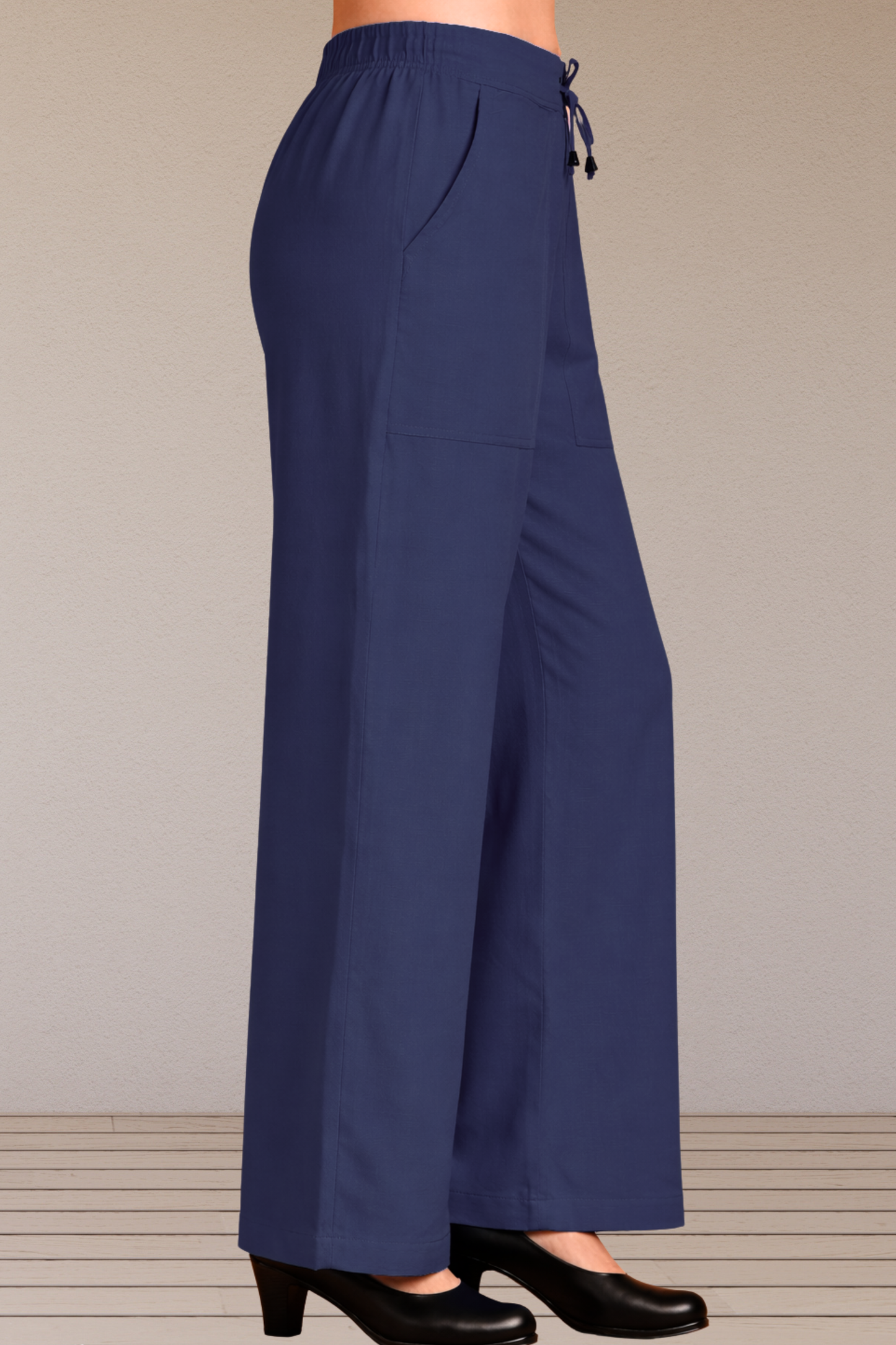 Navy Cotton Poplin Ease Pants