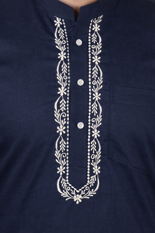 Navy Embroidered Kurta Pajama