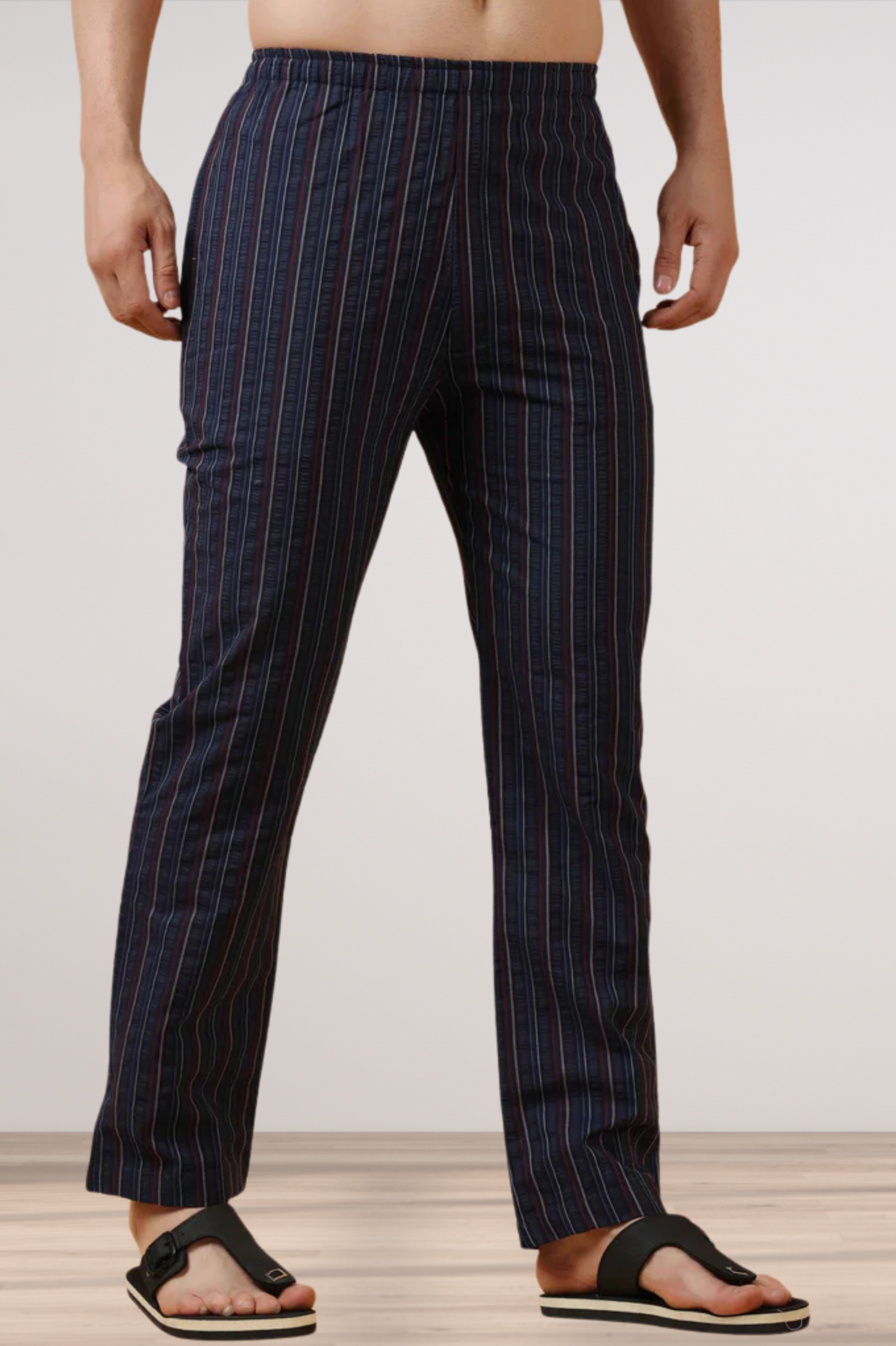 Navy Striped Cotton Dobby Pajama